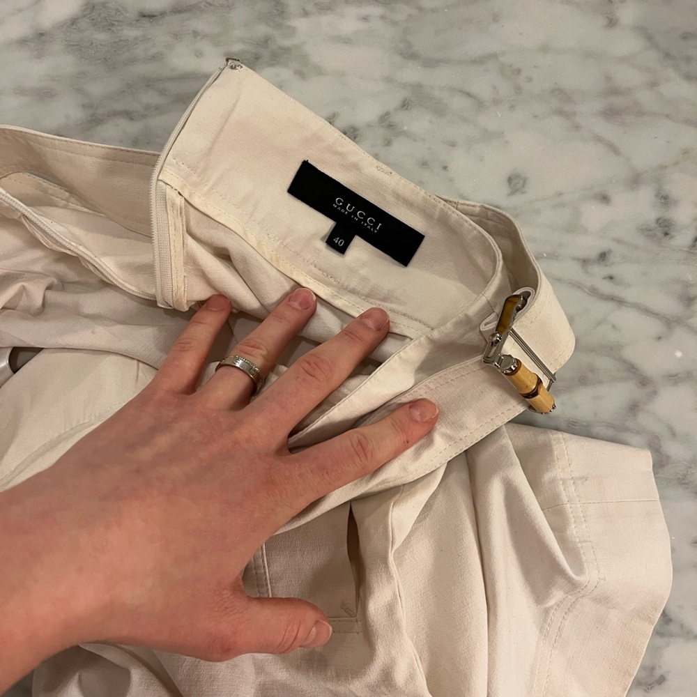 Gucci ivory/white belted bamboo skirt - Picture 4 of 13